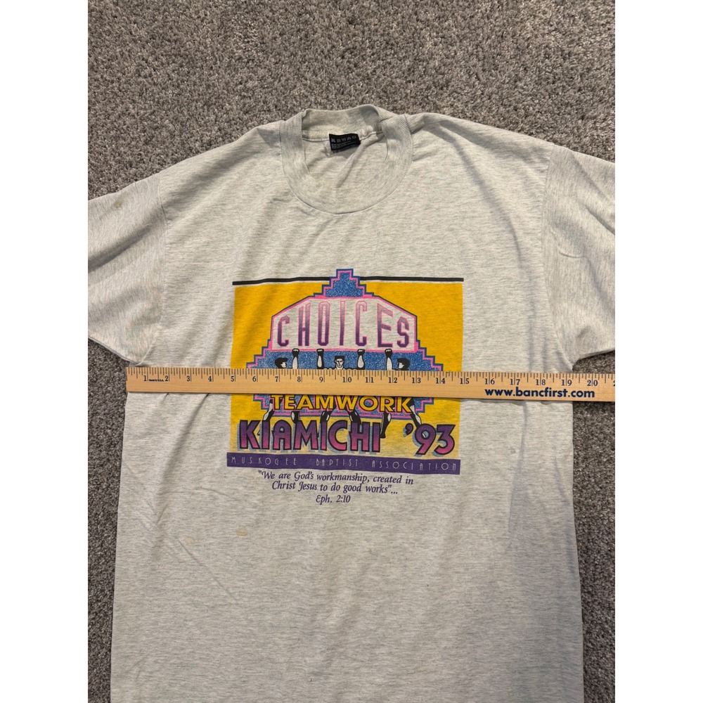 Vintage T-Shirt Mens L 93 Kiamichi Baptist Association Teamwork Choices Graphic* - Picture 5 of 9